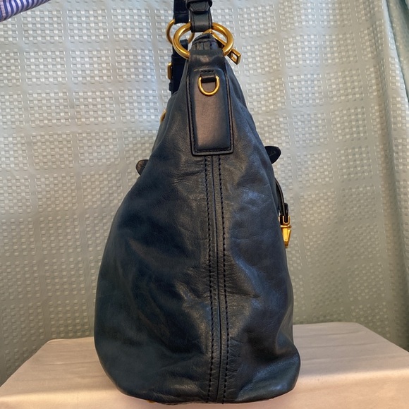 PRADA Large Blue Vitello Shine Leather Hobo - Picture 7 of 17